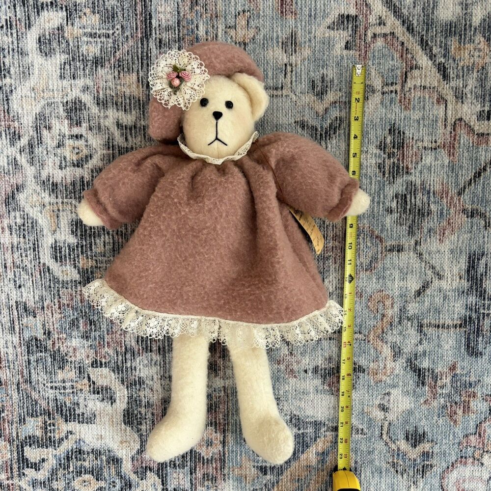 Vintage Handmade Wool Teddy Bear w/ Dress & Hat 23" Soft Stuffed Plush Victoria - Picture 7 of 14